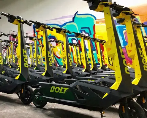lots of Bolt electric scooters