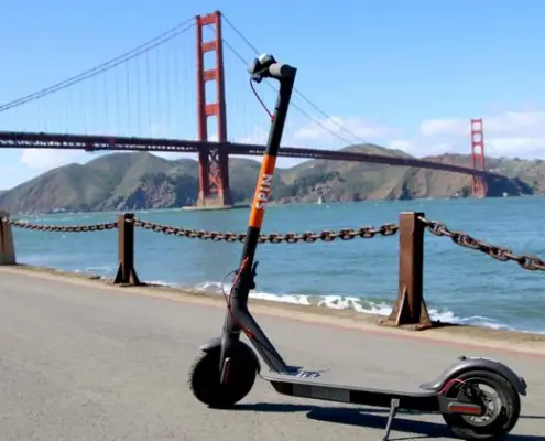 Spin Scooter and San Francisco Bay Bridge