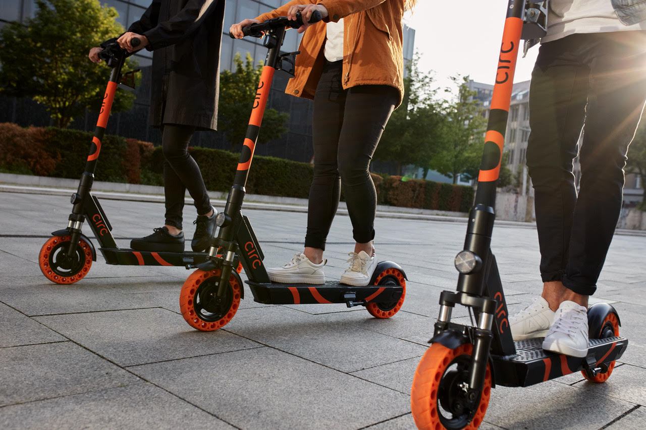 Circ's electric scooters with solid tires and swapable batteries